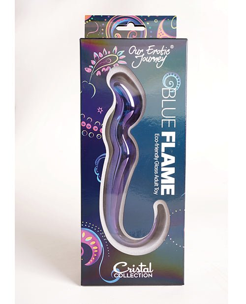 Cristal Blue Flame Curved Glass Dildo - Purple | Shop Lowest Prices at Funlove.com
