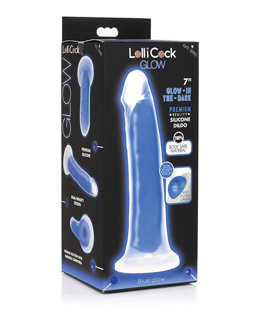 Curve Toys Lollicock 7" Glow In The Dark Silicone Dildo - Blue | Shop Lowest Prices at Funlove.com