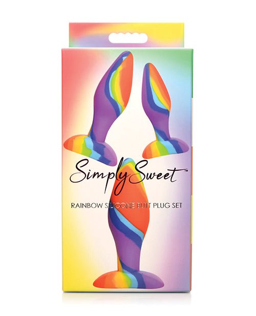 Curve Toys Simply Sweet Rainbow Silicone Butt Plug Set | Shop Lowest Prices at Funlove.com