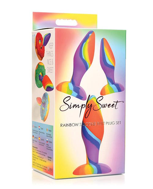 Curve Toys Simply Sweet Rainbow Silicone Butt Plug Set | Shop Lowest Prices at Funlove.com