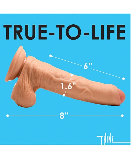 Curve Toys Thinz 8" Uncut Dildo w/Balls - Light | Shop Lowest Prices at Funlove.com