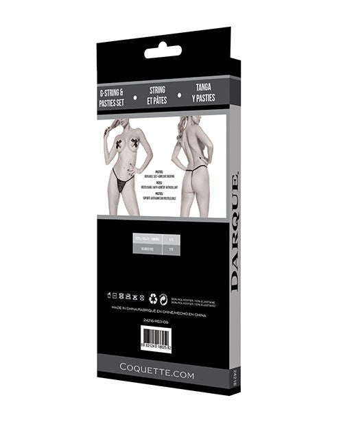Darque Pasties w/G - String - Red/Black O/S | Shop Lowest Prices at Funlove.com