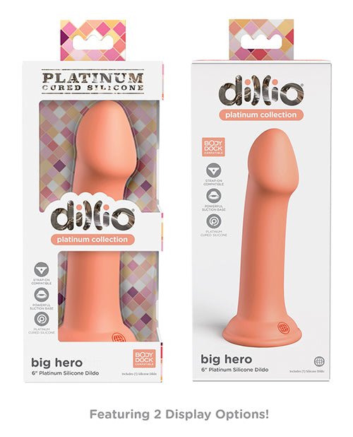 Dillio Platinum 6" Big Hero Silicone Dildo - Peach | Shop Lowest Prices at Funlove.com