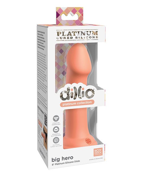 Dillio Platinum 6" Big Hero Silicone Dildo - Peach | Shop Lowest Prices at Funlove.com