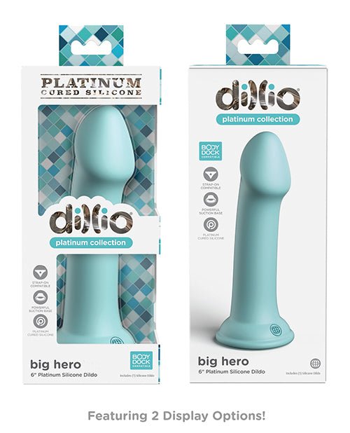 Dillio Platinum 6" Big Hero Silicone Dildo - Teal | Shop Lowest Prices at Funlove.com
