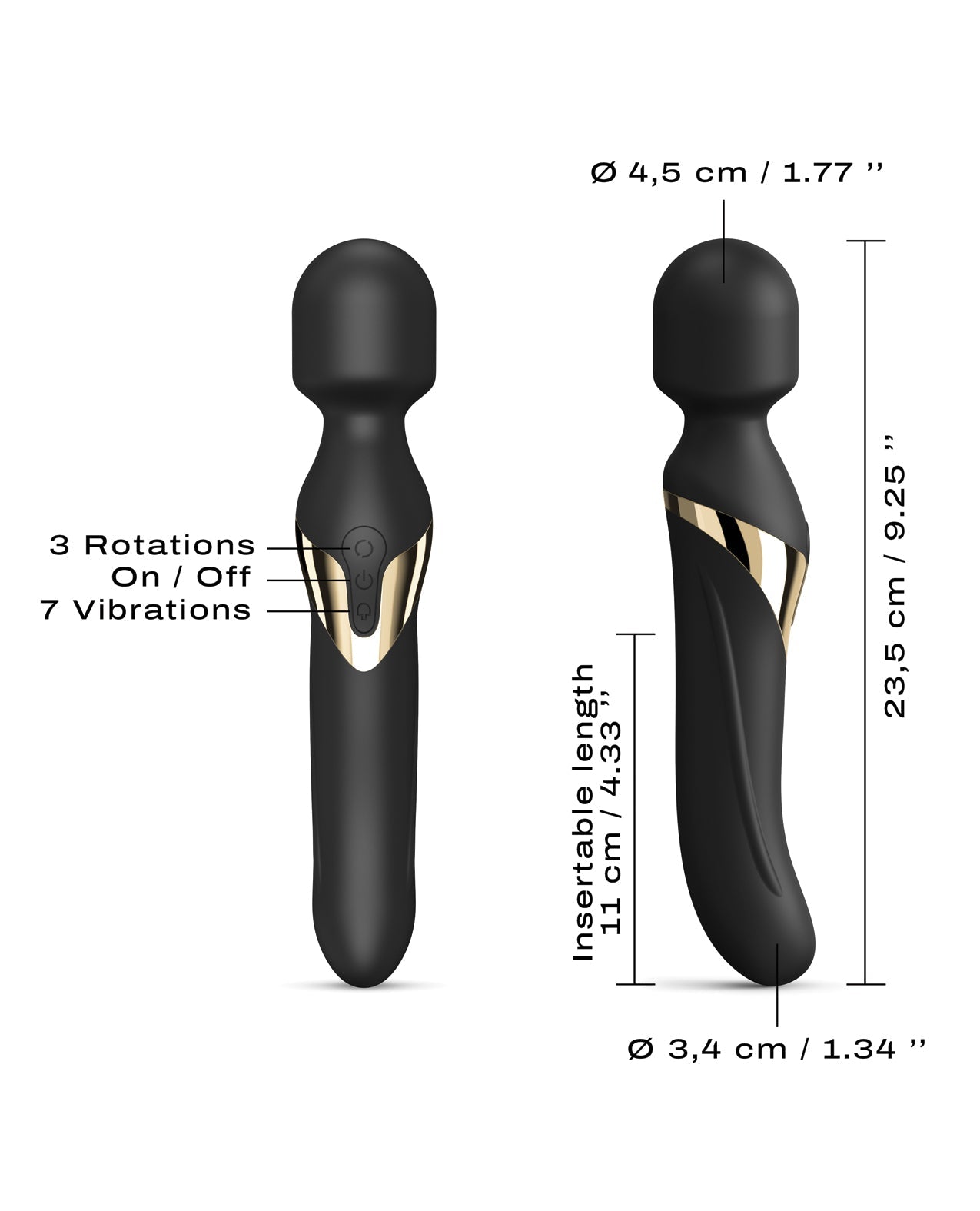 Dorcel Dual Orgasms Wand - Black/Gold | Shop Lowest Prices at Funlove.com