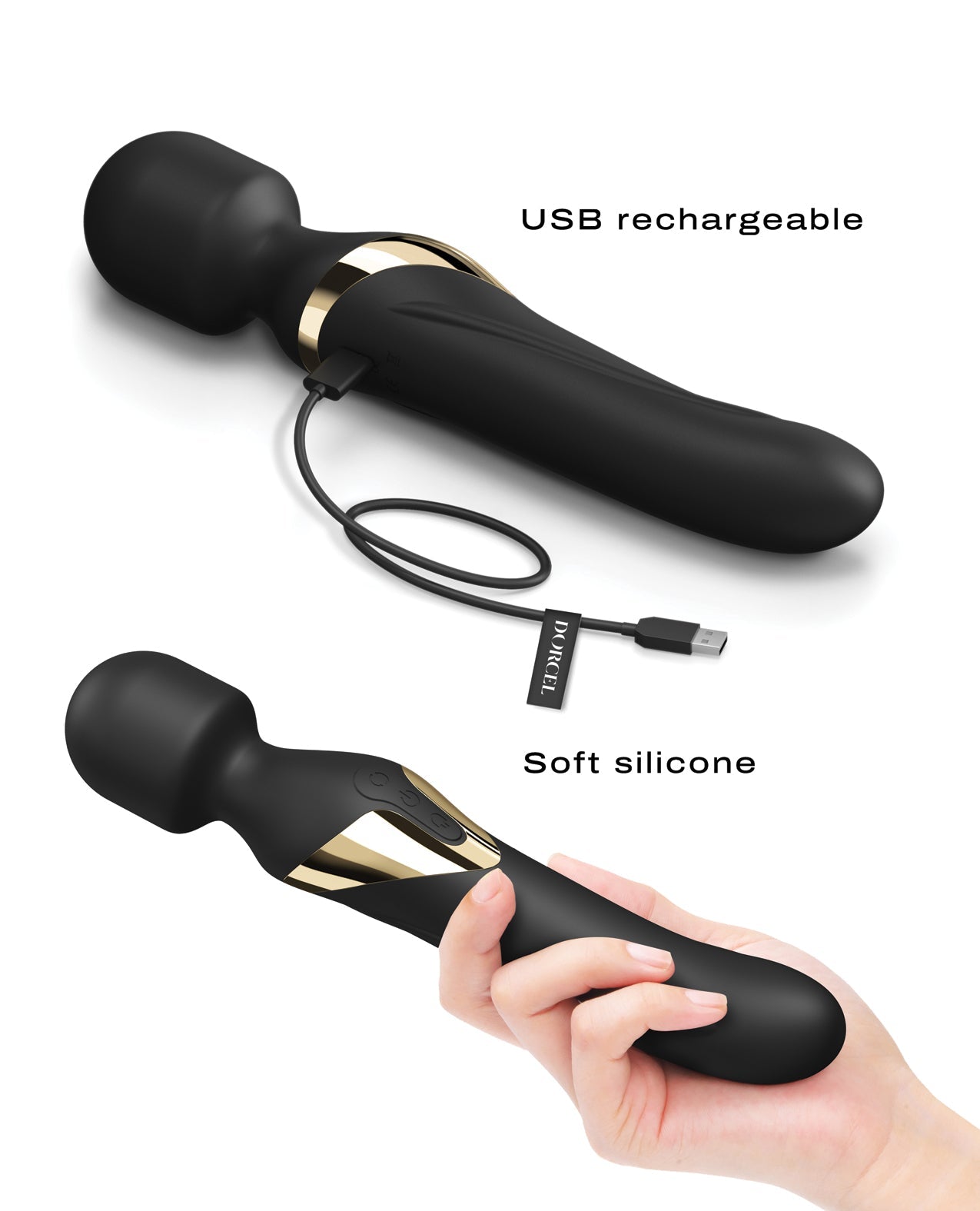 Dorcel Dual Orgasms Wand - Black/Gold | Shop Lowest Prices at Funlove.com