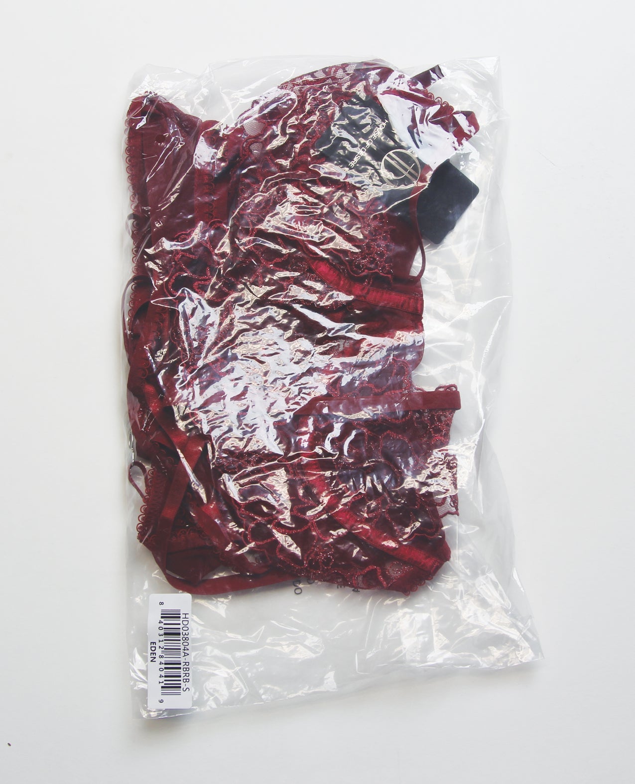 Eden Embroidered Lace & Mesh Teddy w/Garters - Dark Red SM | Shop Lowest Prices at Funlove.com