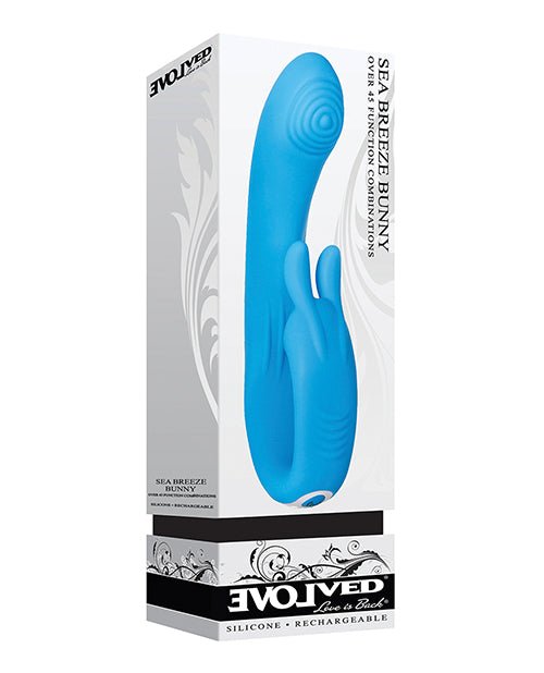Evolved Sea Breeze Bunny Rechargeable Dual Stim - Blue | Shop Lowest Prices at Funlove.com