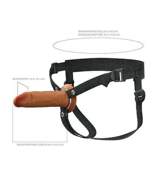 Fantasy X - tensions Elite 6" Silicone Hollow Strap - on w/Harness - Brown | Shop Lowest Prices at Funlove.com