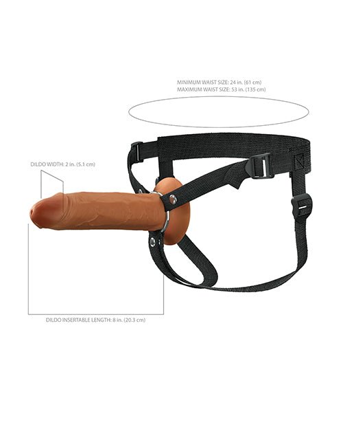 Fantasy X - Tensions Elite 8" Silicone Hollow Strap - on w/Harness - Brown | Shop Lowest Prices at Funlove.com