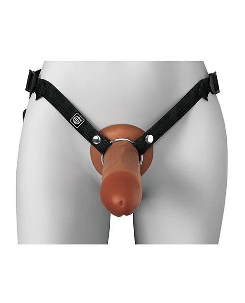 Fantasy X - Tensions Elite 8" Silicone Hollow Strap - on w/Harness - Brown | Shop Lowest Prices at Funlove.com