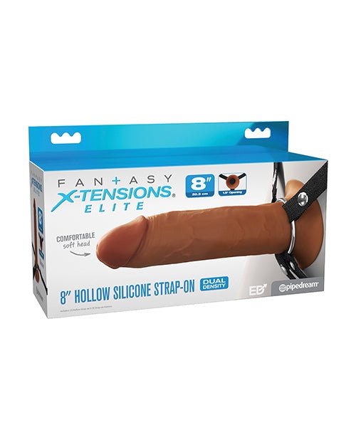 Fantasy X - Tensions Elite 8" Silicone Hollow Strap - on w/Harness - Brown | Shop Lowest Prices at Funlove.com