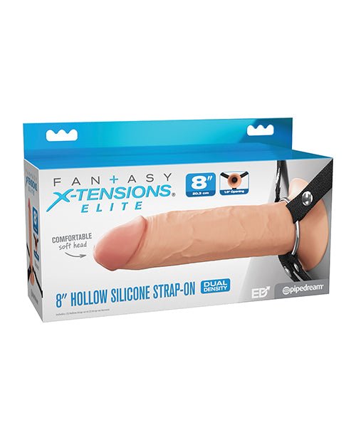 Fantasy X - Tensions Elite 8" Silicone Hollow Strap - on w/Harness - Light | Shop Lowest Prices at Funlove.com