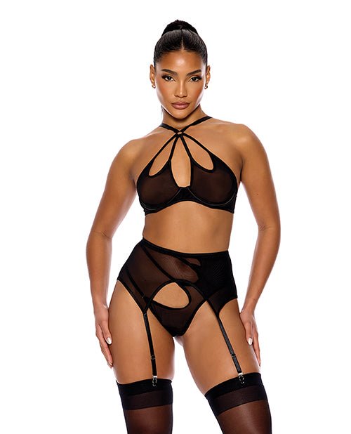 Feeling Butterflies Mesh Halterneck Bra with Garter & Panty | Shop Lowest Prices at Funlove.com
