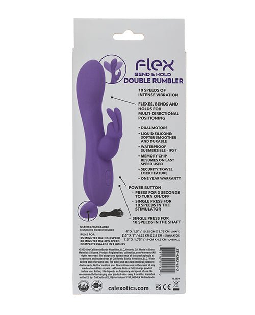 Flex Bend & Hold Double Rumbler Rabbit Massager - Purple | Shop Lowest Prices at Funlove.com