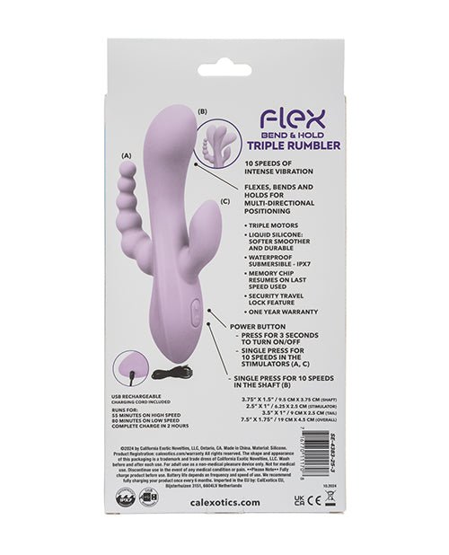 Flex Bend & Hold Triple Rumbler Triple Motor Massager - Purple | Shop Lowest Prices at Funlove.com
