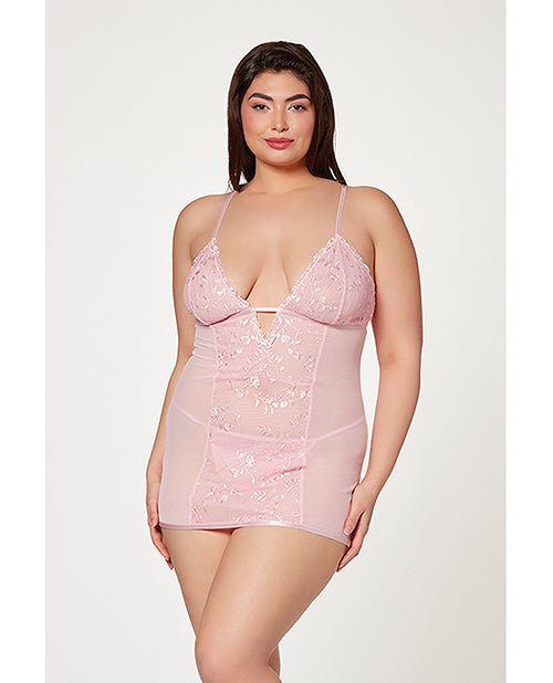 Floral Mesh Chemise & G - string Pink | Shop Lowest Prices at Funlove.com