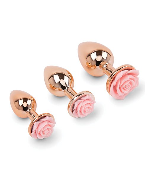 Gemsations 3 pc 2.75" & 3.15" & 3.7" Rose Metal Butt Plug Training Set - Rose Gold | Shop Lowest Prices at Funlove.com