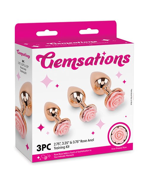 Gemsations 3 pc 2.75" & 3.15" & 3.7" Rose Metal Butt Plug Training Set - Rose Gold | Shop Lowest Prices at Funlove.com