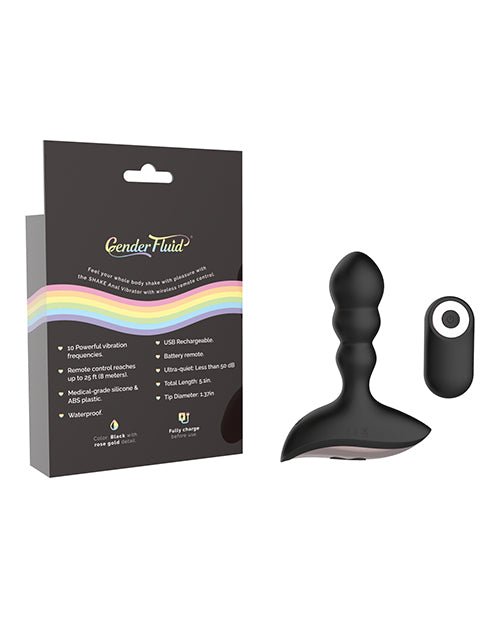 Gender Fluid Shake Anal Vibe w/Remote - Black | Shop Lowest Prices at Funlove.com