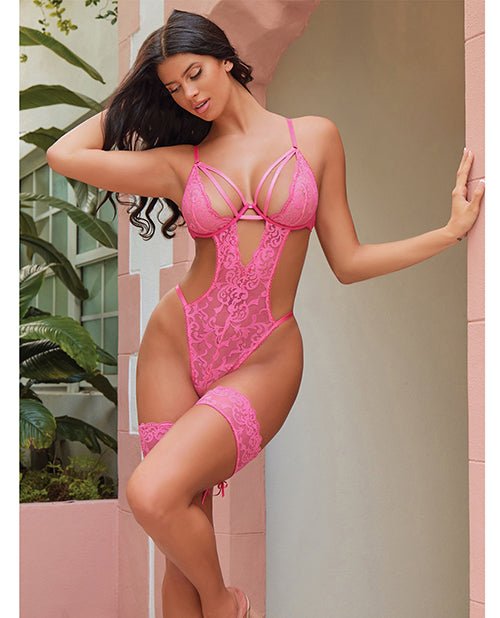 Genesis Lace Underwire Teddy with Lace Garter Stays | Shop Lowest Prices at Funlove.com