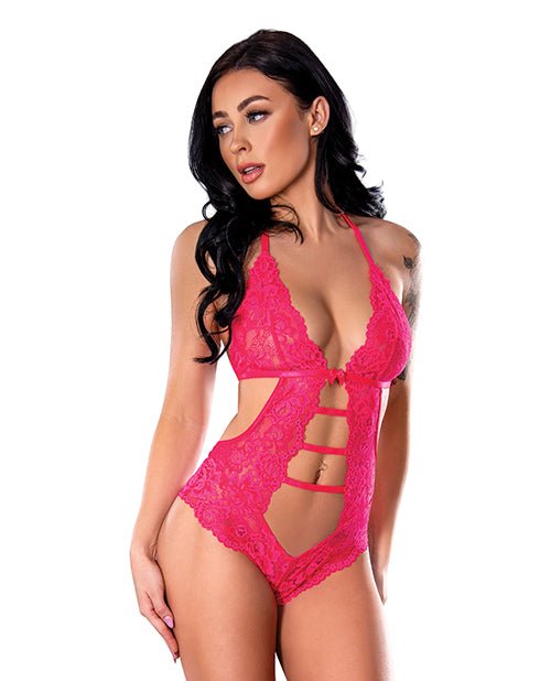 Get It Girl Lace Halter Teddy with Snap Crotch | Shop Lowest Prices at Funlove.com