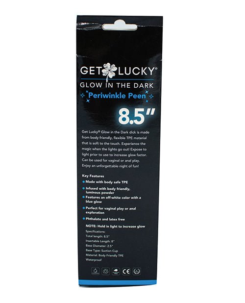 Get Lucky 8.5" Glow in the Dark Periwinkle Peen Dildo | Shop Lowest Prices at Funlove.com