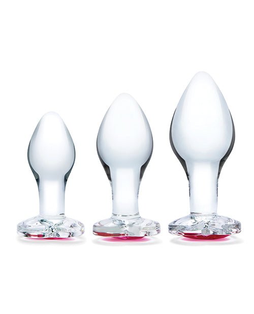 Glas 3 pc Heart Jewel Glass Anal Training Kit | Shop Lowest Prices at Funlove.com