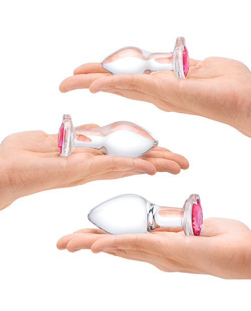 Glas 3 pc Heart Jewel Glass Anal Training Kit | Shop Lowest Prices at Funlove.com
