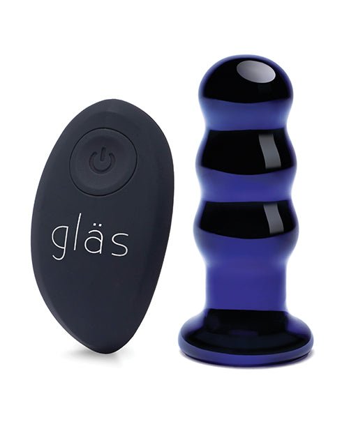 Glas 3.5" Rechargeable Vibrating Beaded Butt Plug - Blue | Shop Lowest Prices at Funlove.com