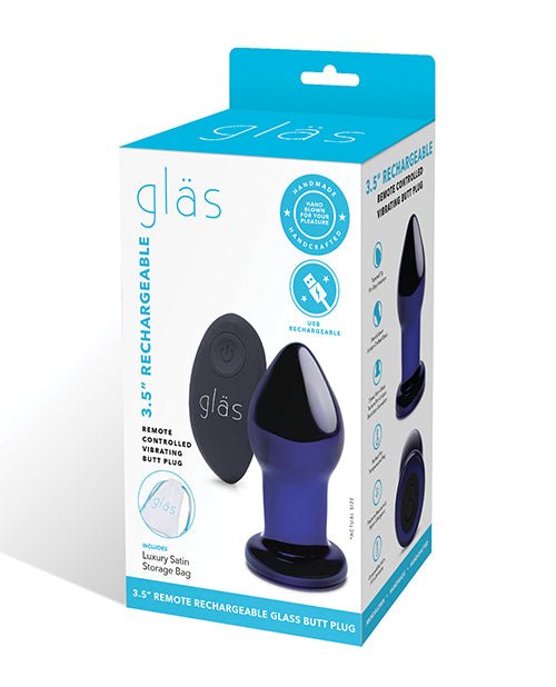 Glas 3.5" Rechargeable Vibrating Butt Plug - Blue | Shop Lowest Prices at Funlove.com