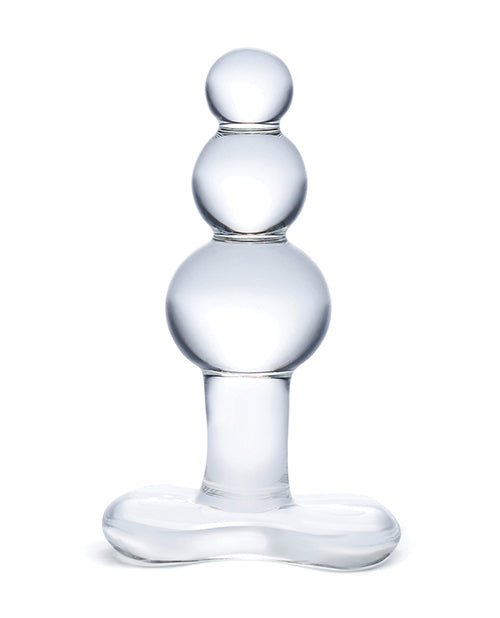 Glas 4" Beaded Glass Butt Plug w/Tapered Base - Clear | Shop Lowest Prices at Funlove.com