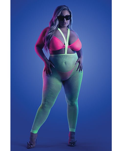 Glow Come Alive Suspender Stockings, Bralette & G - String Multi Color QN | Shop Lowest Prices at Funlove.com