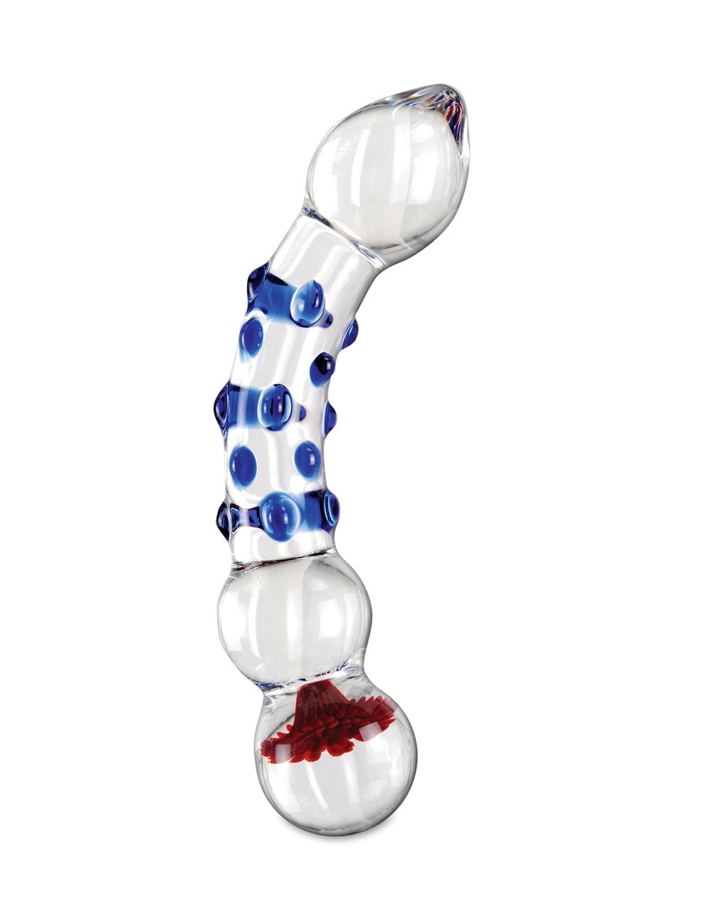 Icicles No. 18 Hand Blown Glass Massager - Clear W/blue Knobs | Shop Lowest Prices at Funlove.com