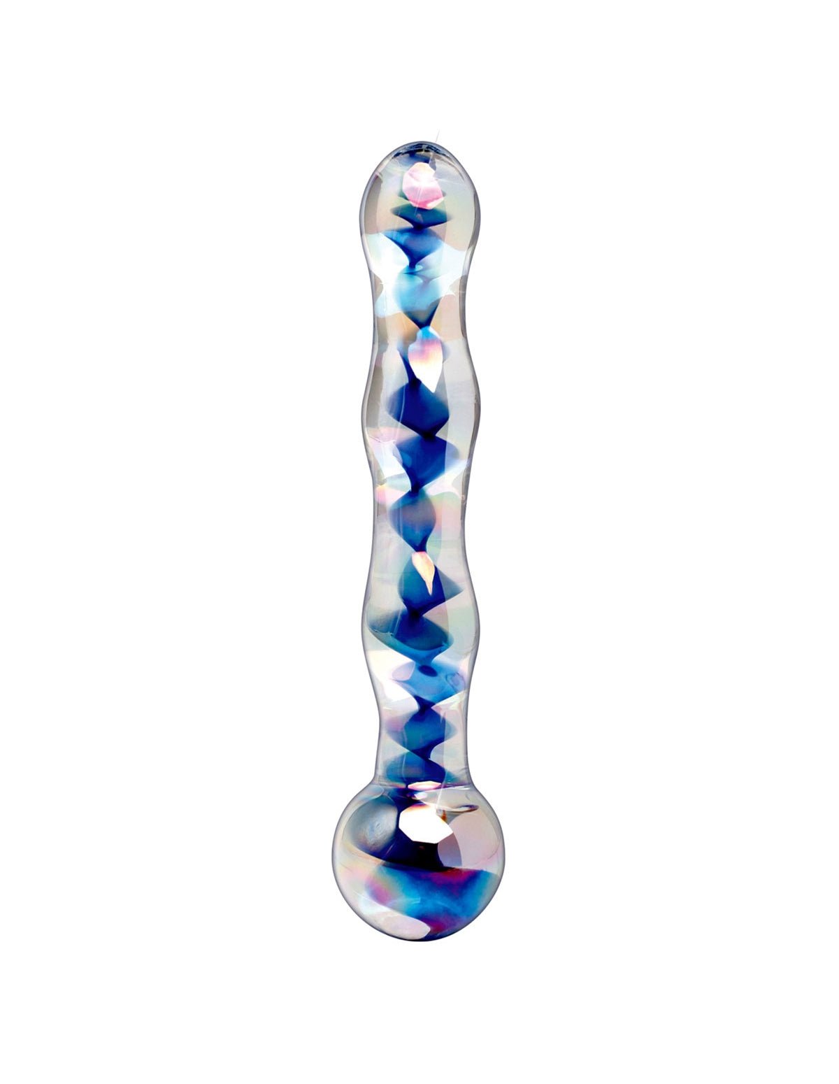 Icicles No. 8 Hand Blown Glass Massager - Clear W/inside Blue Swirls | Shop Lowest Prices at Funlove.com