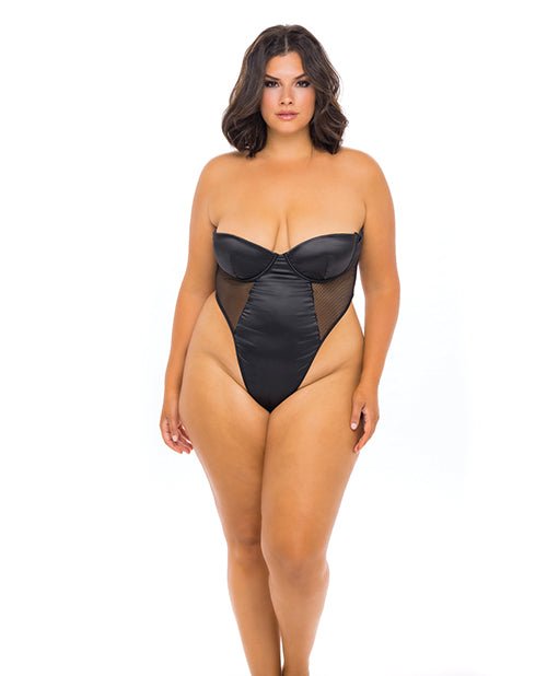 Josephine High Leg Teddy W/removable Fishnet Collared Harness Black | Shop Lowest Prices at Funlove.com