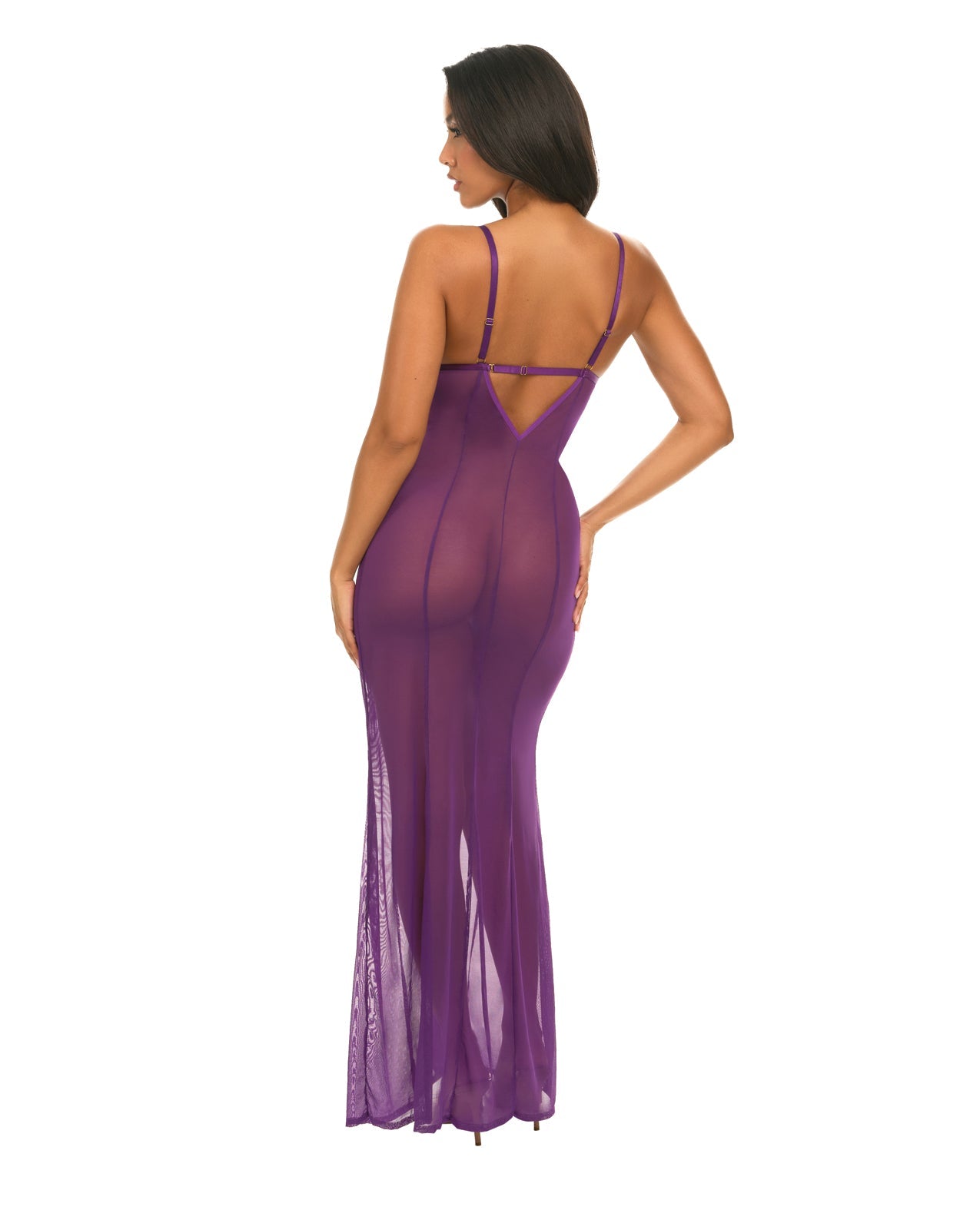 Katana Mesh & Eyelash Lace Gown - Purple | Shop Lowest Prices at Funlove.com