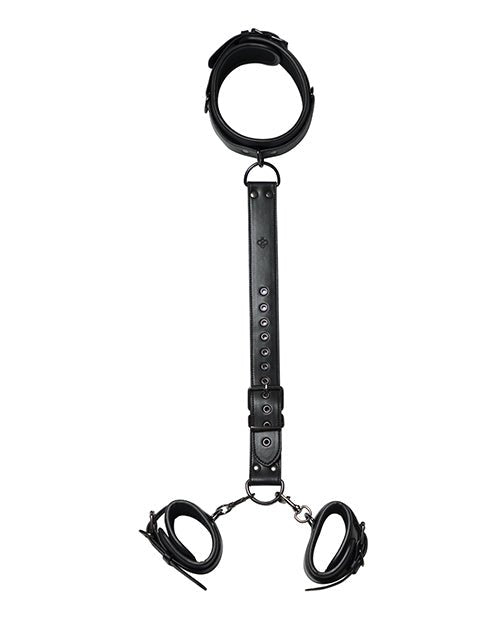Kinky Play Box Locking Harness Collar to Wrist Restraints - Black | Shop Lowest Prices at Funlove.com