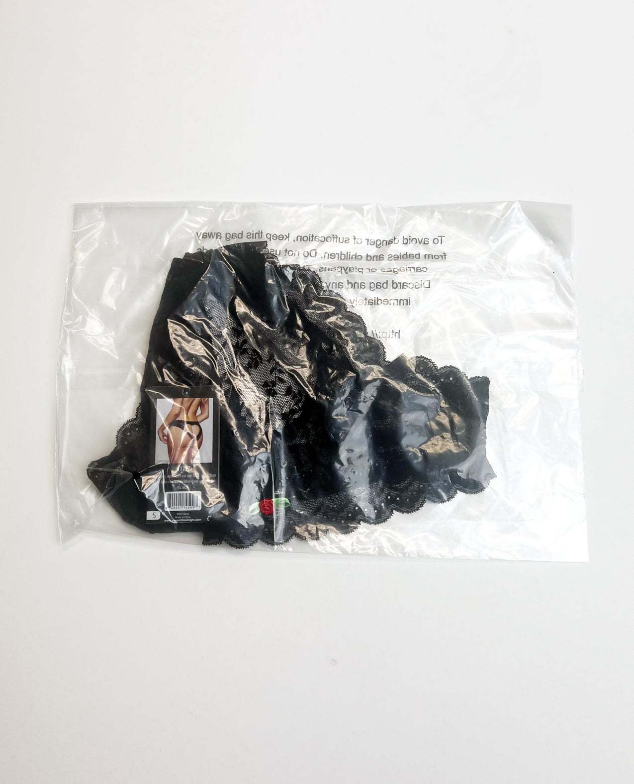 Lace Panty w/Heart Cut Out Back & Pearl Chain Detail - Black 1X/2X | Shop Lowest Prices at Funlove.com