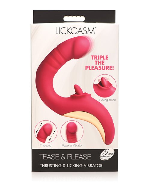Lickgasm Tease & Please Thrusting & Licking Vibrator - Pink | Shop Lowest Prices at Funlove.com