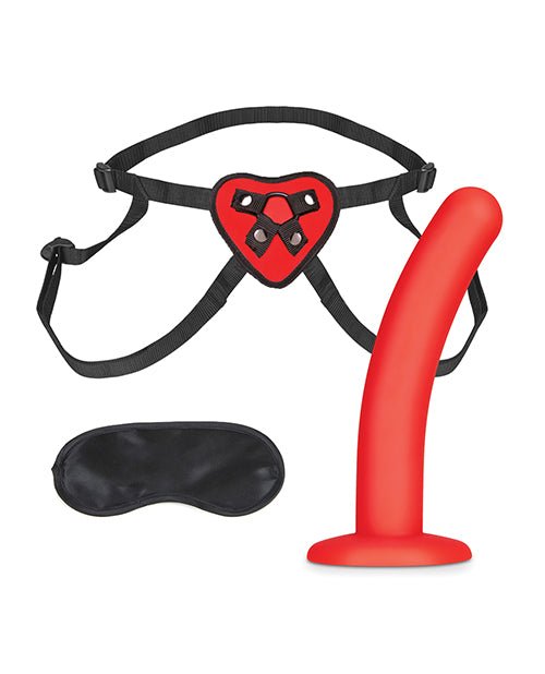 Lux Fetish 5" Dildo w/Red Heart Strap On Harness Set | Shop Lowest Prices at Funlove.com
