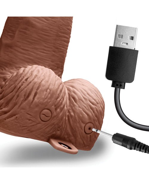 Lux Fetish 6" Rechargeable Strap On w/Balls - Brown | Shop Lowest Prices at Funlove.com