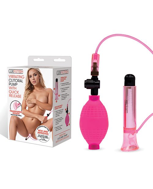 Lux Fetish Vibrating Clitoral Pump w/Quick Release - Pink | Shop Lowest Prices at Funlove.com