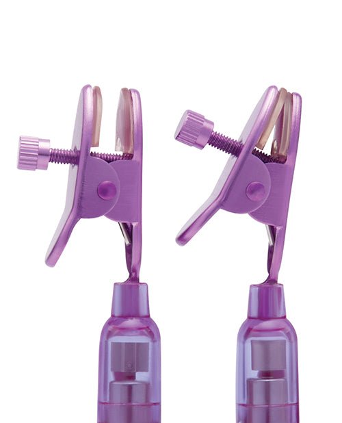 Lux Fetish Vibrating Nipple Clamps w/Wired Remote Control - Pink/Purple | Shop Lowest Prices at Funlove.com