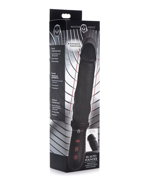 Master Series 8X Auto Pounder Vibrating & Thrusting Dildo w/Handle - Black | Shop Lowest Prices at Funlove.com