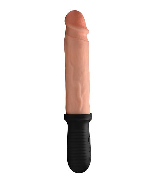 Master Series 8X Auto Pounder Vibrating & Thrusting Dildo w/Handle - Flesh | Shop Lowest Prices at Funlove.com