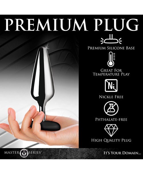 Master Series Butt Slut Metal & Silicone Butt Plug - Metal/Black | Shop Lowest Prices at Funlove.com