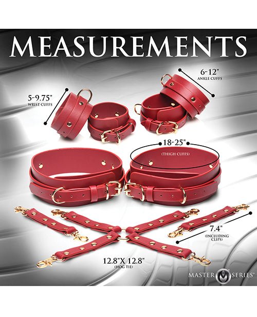 Master Series Crimson Captive Thigh, Wrist, Ankle Hog Tie Restraints - Red | Shop Lowest Prices at Funlove.com