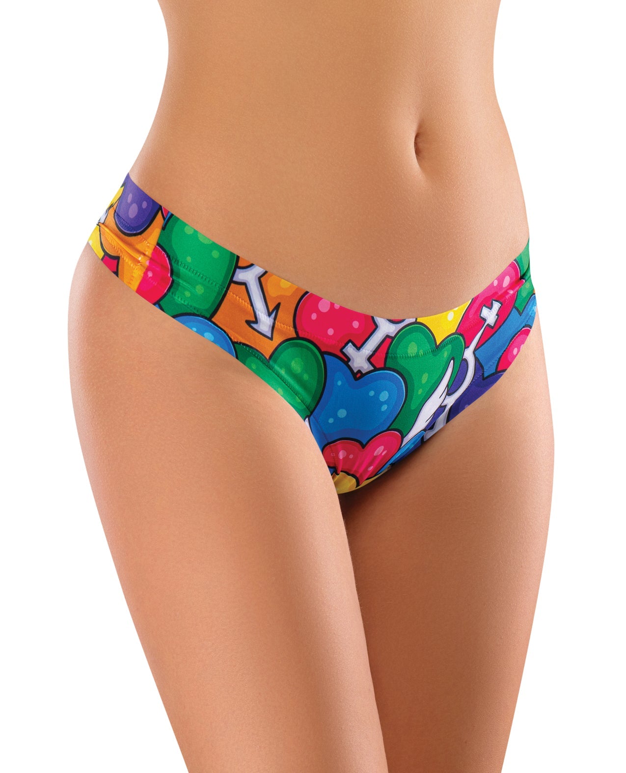 Mememe Pride Hearts Printed Thong XL | Shop Lowest Prices at Funlove.com